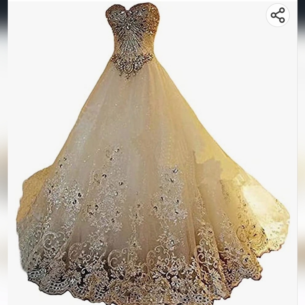 Luxury Sweetheart Crystal Beaded Wedding Dress Princess Long Train